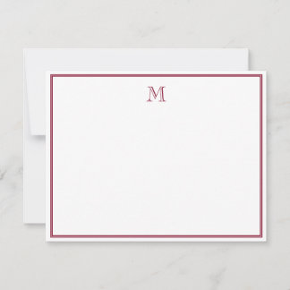 Classic Regal Burgundy Vintage Monogram Mitteilungskarte