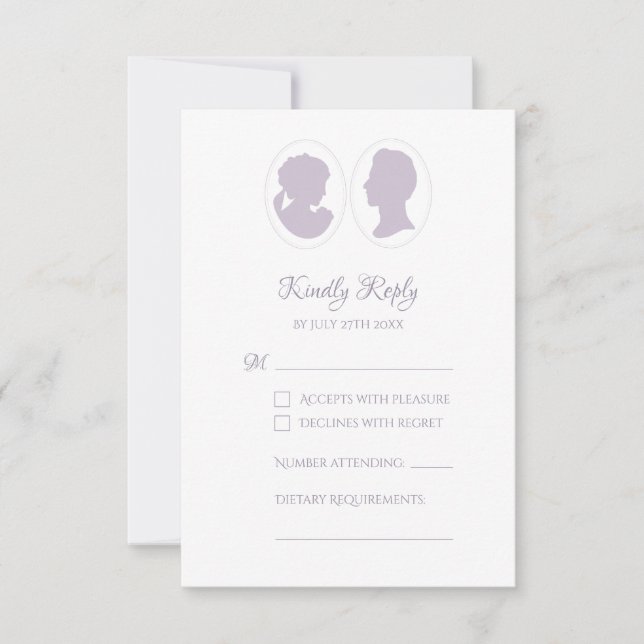 Classic Regency Lila Cameo Response Card RSVP Karte (Vorderseite)