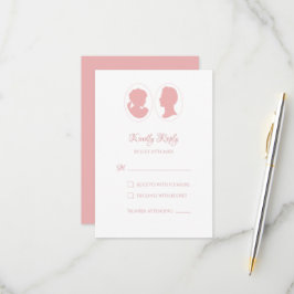 Classic Regency Pink Cameo Wedding RSVP Karte