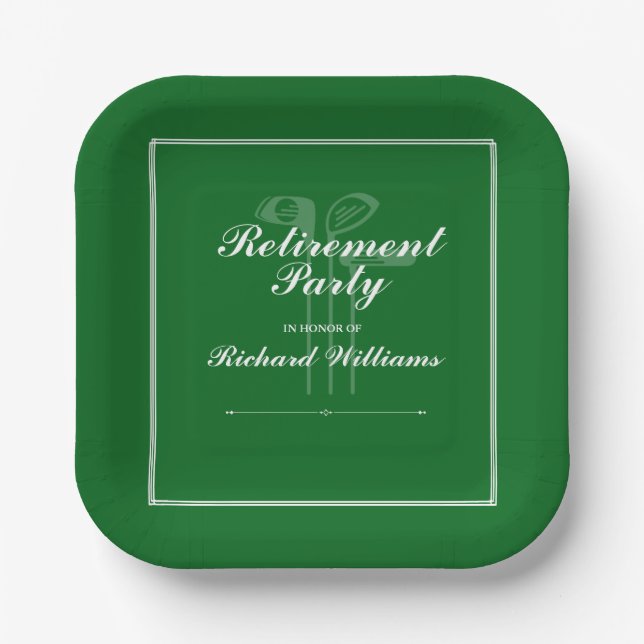 Classic Retirement Golf Thema Grün Pappteller (Vorderseite)