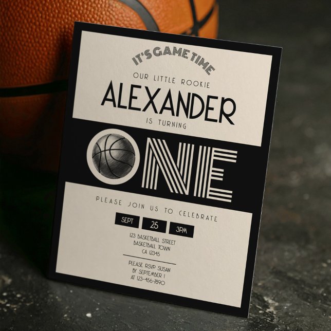 Classic Retro Black Basketball Budget 1. Geburtsta (Von Creator hochgeladen)