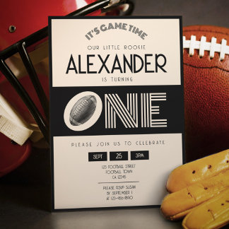 Classic Retro Black Football 1. Geburtstag Einladung