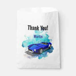 Classic Retro Blue Sports Car Geburtstagsabenteuer Geschenktütchen
