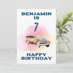Classic Retro Car Carte d'anniversaire personnalis
