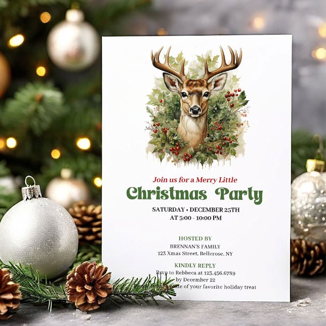 Classic retro Christmas deer party invitation Einladung (Classic retro Christmas angel party invitation

)