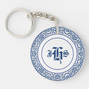 Classic Retro Personnalisé Monogramme Motif Bleu