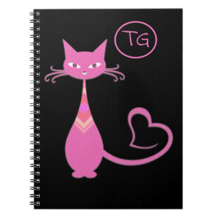 Classic Retro Pink Kitty Cat Schwanz Monogramm Notizblock