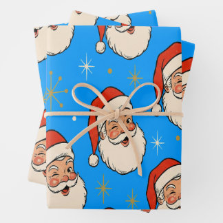 Classic Retro Winking Santa Christmas Geschenkpapier Set