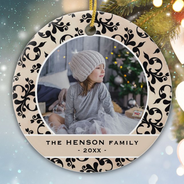 Classic Rokoko Pattern Foto Weihnachten Keramik Ornament (Von Creator hochgeladen)