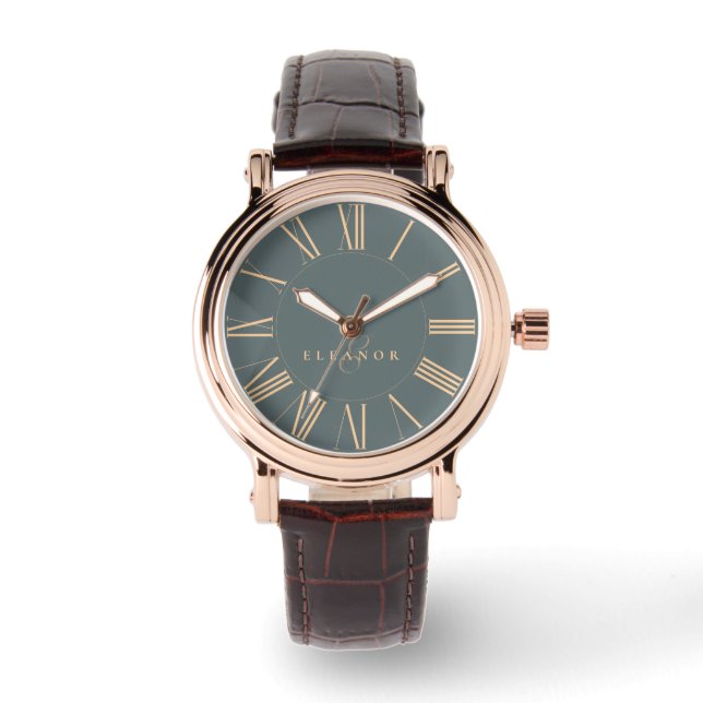 Classic Roman Numerals Elegant Typography Stylish Armbanduhr (Vorderseite)