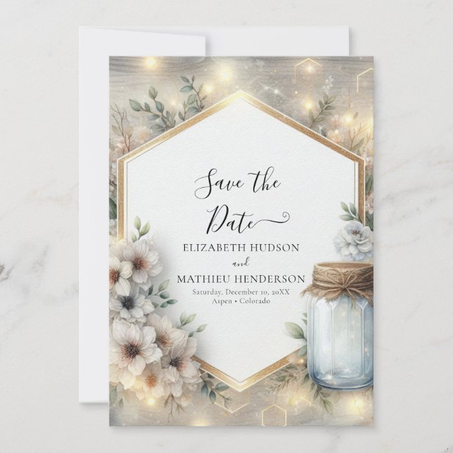 Classic Romance Mason Jar Wedding Save The Date (Vorderseite)