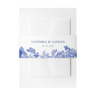 Classic Romantic Blue and White Floral Wedding I Einladungsbanderole