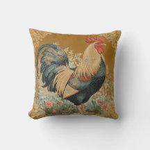 Classic, Rooster and Flowers Pattern, Vintage