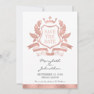 Classic Rose Gold Crest Enregistrer La Carte Date