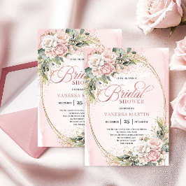 Classic Rose Gold Eucalyptus Bridal Shower Invite Einladung
