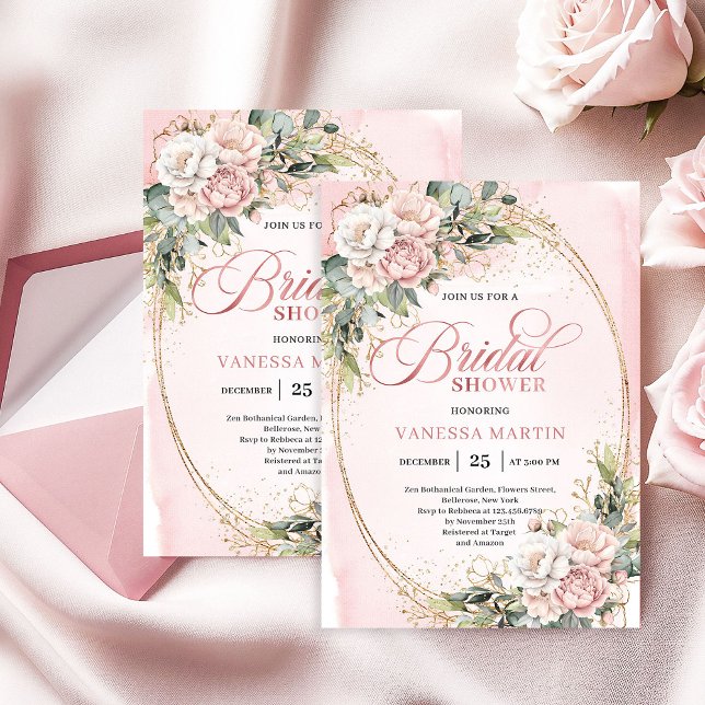 Classic Rose Gold Eucalyptus Bridal Shower Invite Einladung (Classic Rose Gold Eucalyptus Bridal Shower Invite)