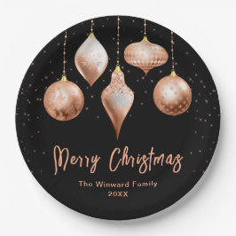 Classic Rose Gold Ornament Christmas Pappteller