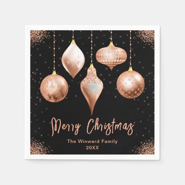 Classic Rose Gold Ornament Christmas Serviette (Vorderseite)