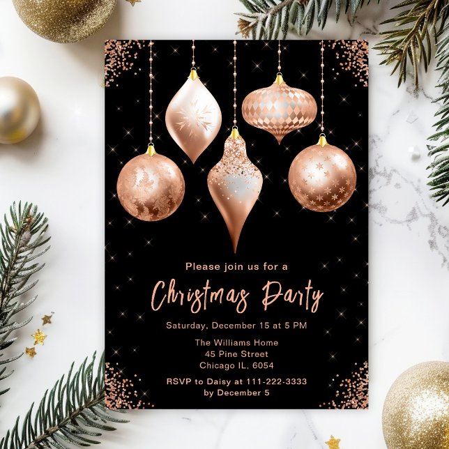 Classic Rose Gold Ornaments Christmas Party Einladung (Von Creator hochgeladen)