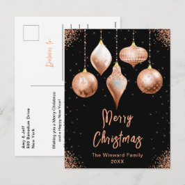 Classic Rose Gold Ornaments Merry Christmas Feiertagspostkarte