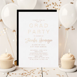 Classic Rose Gold Script Graduation Party Folieneinladung