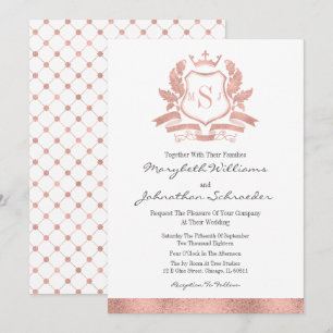 Classic Rose Gold Wappen Einladungs-Karte Einladung