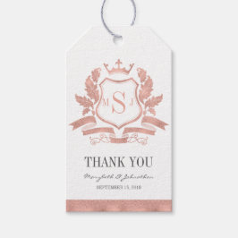Classic Rose Gold Wappen Hochzeit Vielen Dank für Geschenkanhänger