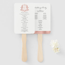 Classic Rose Gold Wappen Hochzeitsprogramm Handfan Fächer