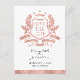 Classic Rose Gold Wappen Save the Date Postkarte