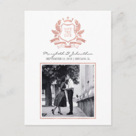 Classic Rose Gold Wappen Save the Date Postkarte