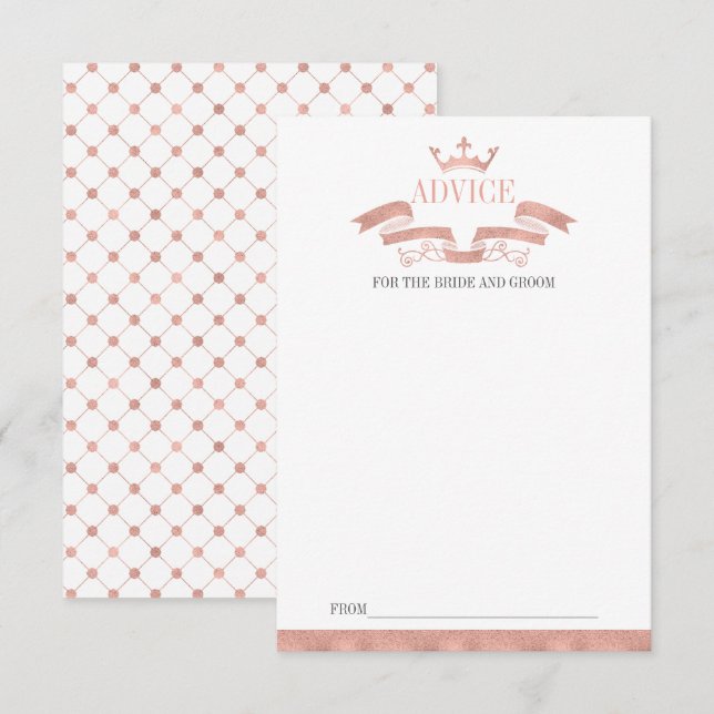 Classic Rose Gold Wappen Wedding Advice Card Einladung (Vorne/Hinten)