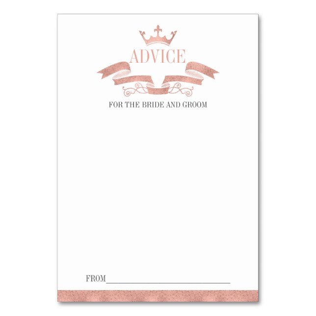 Classic Rose Gold Wappen Wedding Advice Card Tischnummer (Vorderseite)