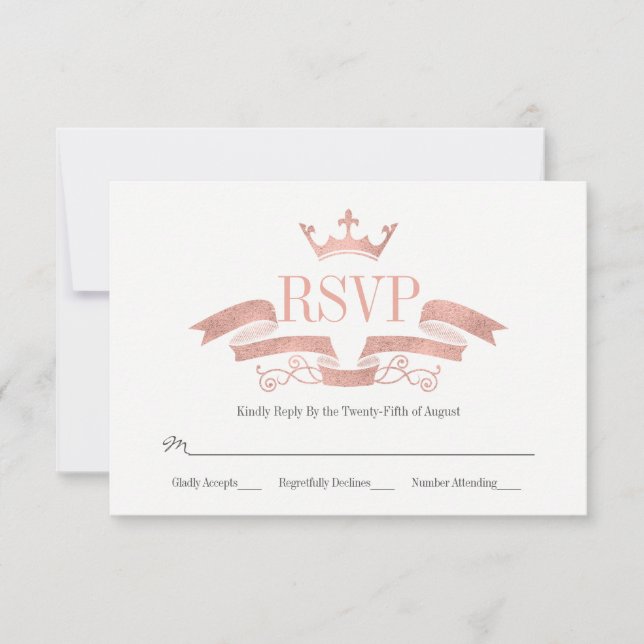 Classic Rose Gold Wappen Wedding RSVP Card Karte (Vorderseite)