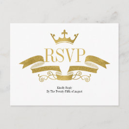 Classic Rose Gold Wappen Wedding RSVP Postcard Einladungspostkarte