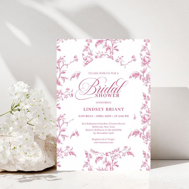 Classic Rose Pattern Floral Bridal Shower Invites Einladung (Classic Rose Pattern Floral Bridal Shower Invitation)
