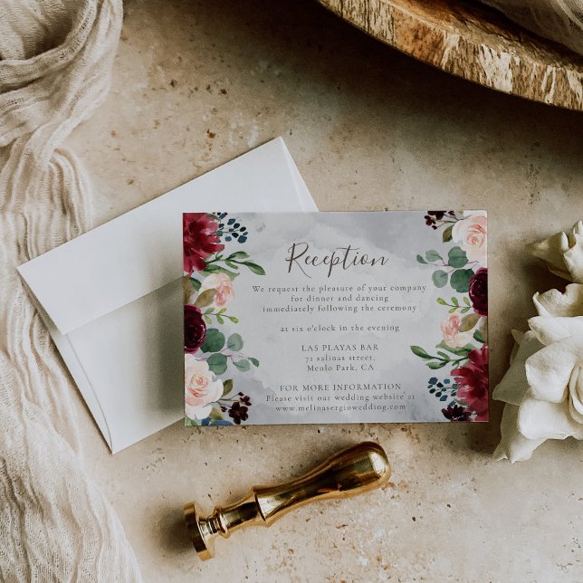 Classic Rose Peony Blume Hochzeitsempfang Begleitkarte (Von Creator hochgeladen)