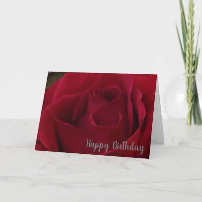 Classic Rote Rose Happy Birthday Grußkarte Karte (Vorderseite)