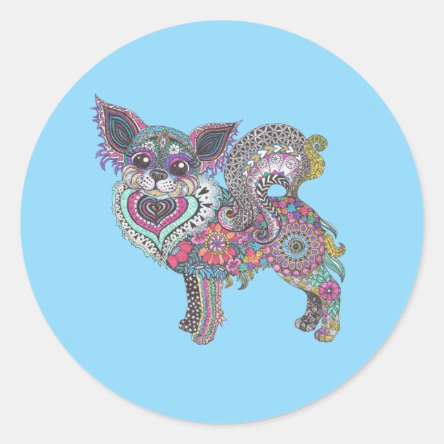 Classic Round Chihuahua Sticker (Devant)