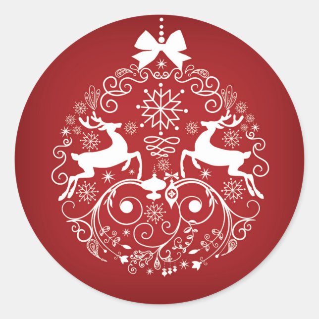 Classic Round Christmas Sticker (Vorderseite)