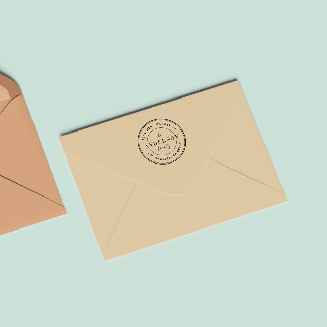 Classic Round Logo Family Name Return Address Gummistempel (Von Creator hochgeladen)