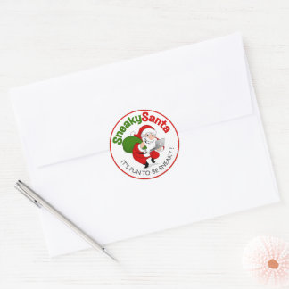 Classic Round Sneaky Santa Sticker