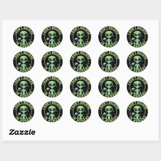 Classic Round Stickers – Space Alien Characters