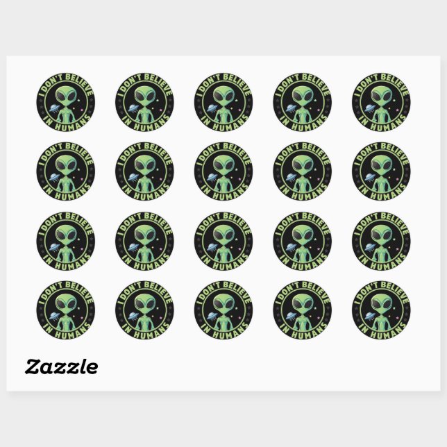 Classic Round Stickers – Space Alien Characters (Blatt)
