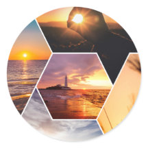 Classic Round Stickers Sun Set, Naturvorstellungsk