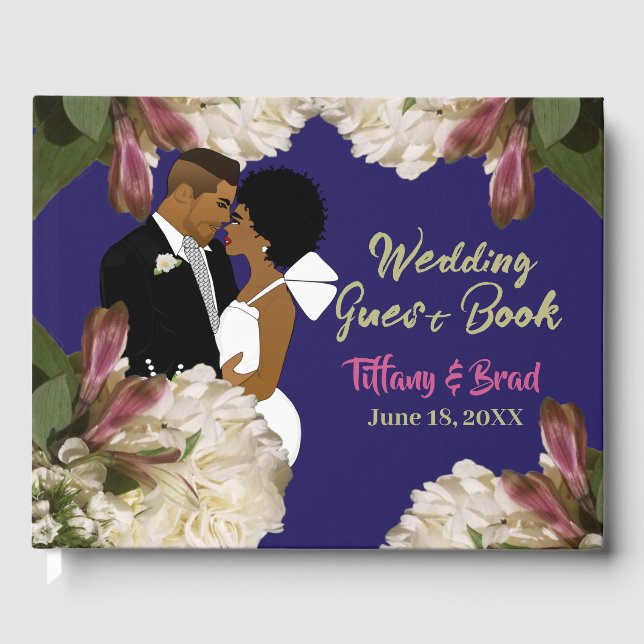 Classic Royal Blue American Wedding Gästebuch (Vorderseite)