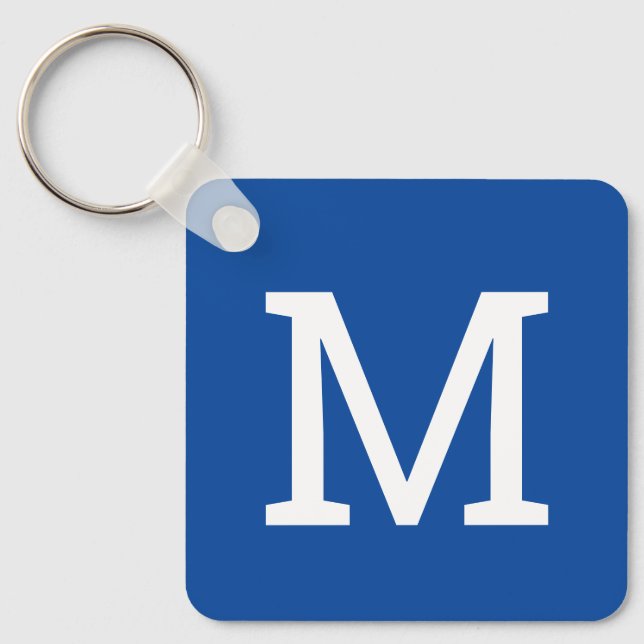 Classic Royal Blue Monogram Personalisierter Schlü Schlüsselanhänger (Vorderseite)