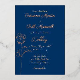 Classic Royal Blue & Rose Foil Wedding Einladung