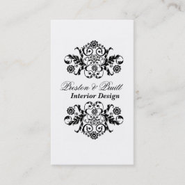 Classic Royal Damask Schwarz-weiß Beruflich Visitenkarte