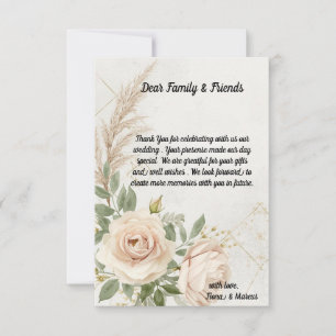 Classic Rustic Boho Rose Hochzeit Dankeskarte