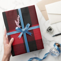 Classic Rustic Red Black Crimson Plaid Pattern